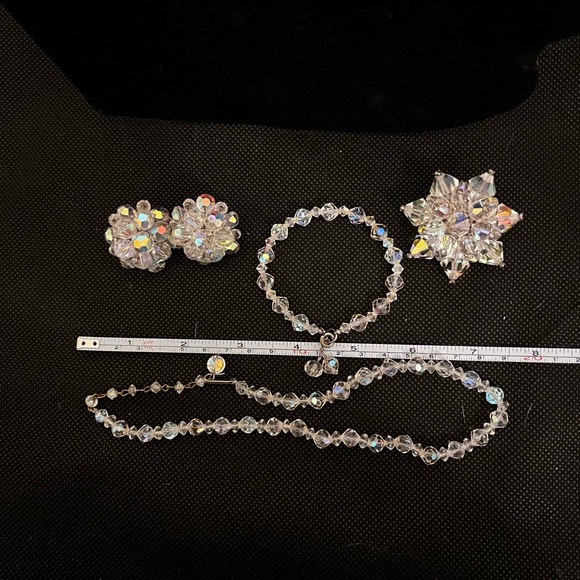 GORGEOUS AB crystal necklace bracelet earrings & broach!!! Got to see!!!! - Picture 7 of 12